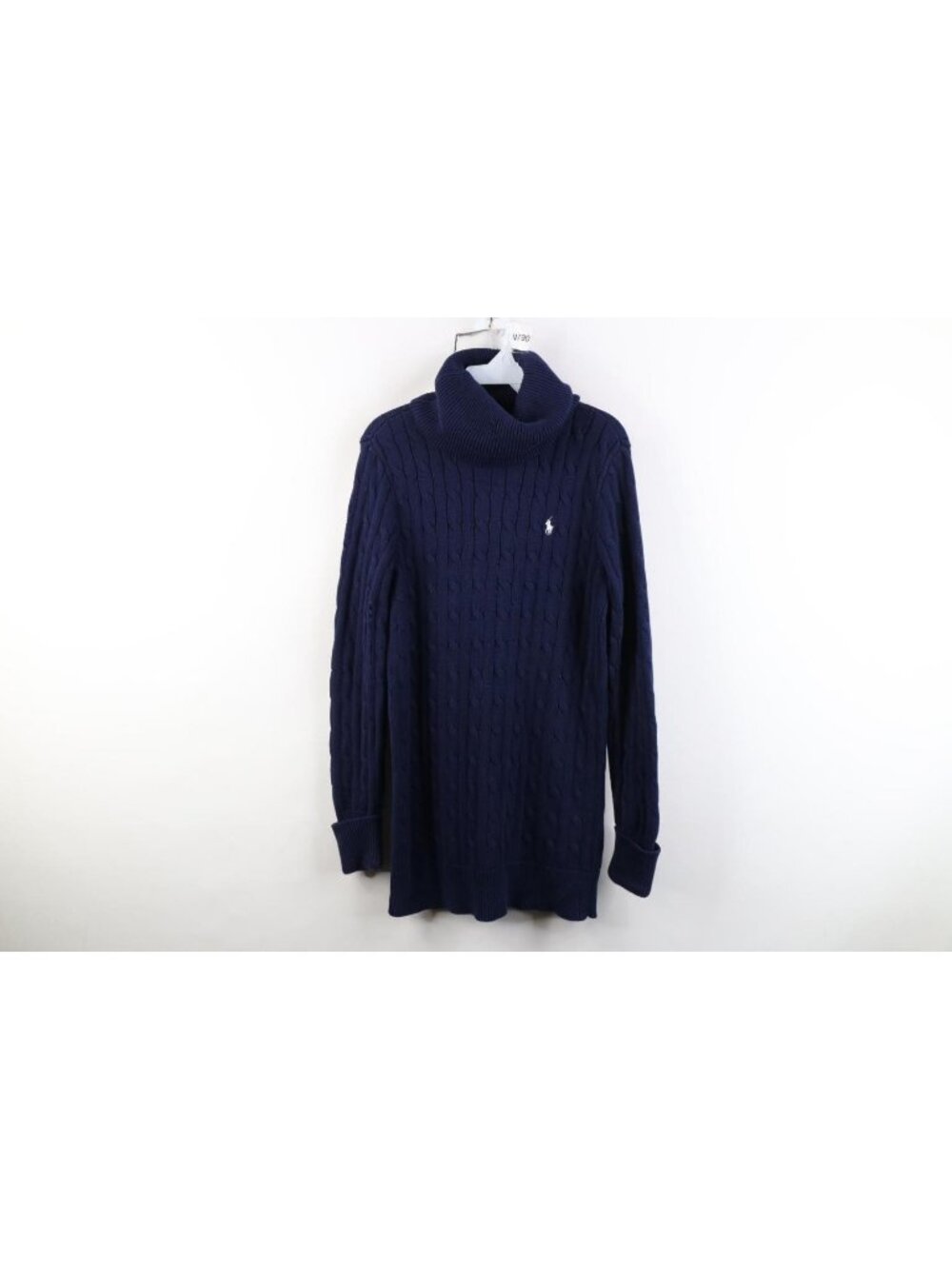 Vtg 90s Ralph Lauren Womens Medium Chunky Cable Knit Turtleneck Tunic Sweater